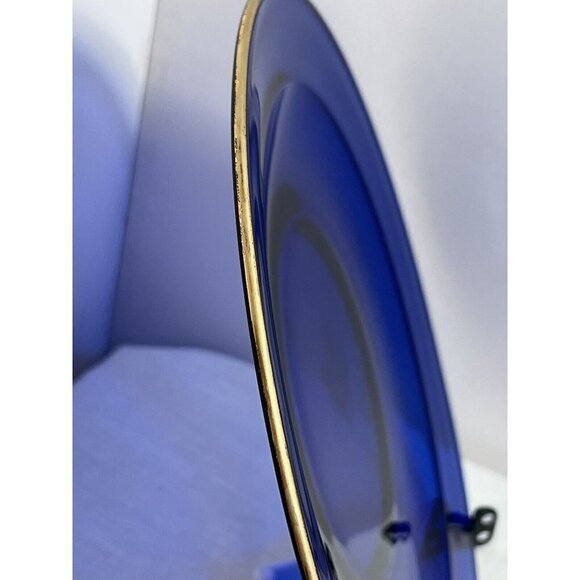 Bormioli Rocco Round Assiette PLATE Platter 10” Sapphire Gold Cobalt Blue Glass - Picture 5 of 9